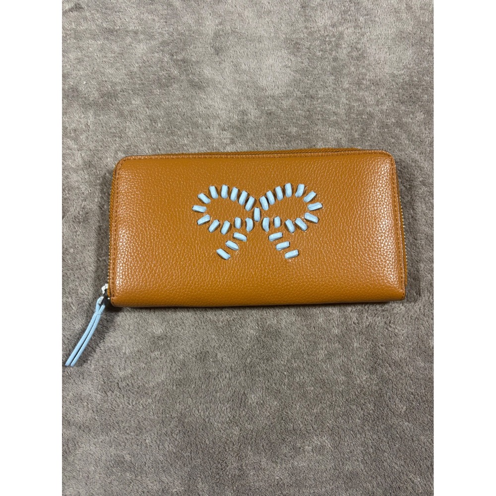 NEW Vera Bradley Essential Continental Wallet Roasted Pecan Cerulean Bow